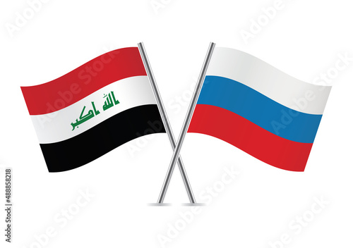 Free Download Iraq and Russia crossed flags. Iraqi and Russian flags, isolated on white background. Vector icon set. Vector illustration. - GFXLoad
