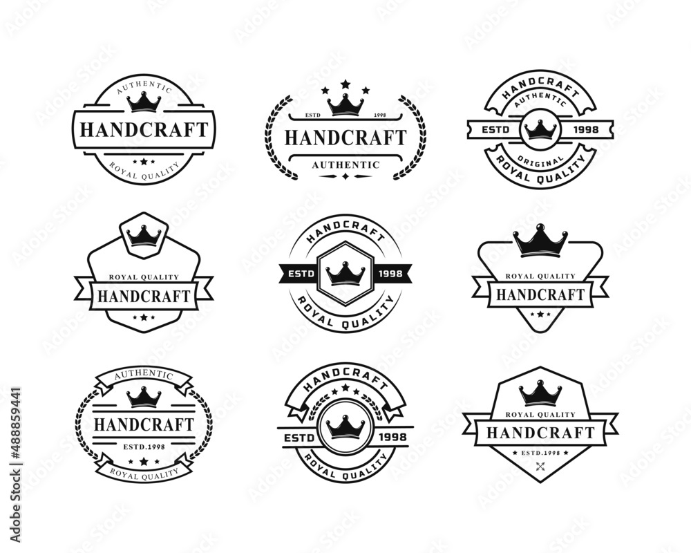 © free - Set of Vintage Retro for Royal Quality Handcraft Badges Logo Design Template Element
