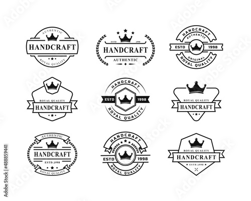 Set of Vintage Retro for Royal Quality Handcraft Badges Logo Design Template Element photo