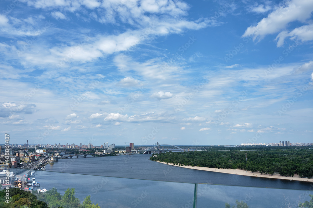 View at Dnieper river from the Glass Bridge, Kyiv.