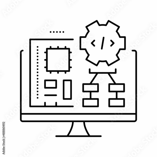 embedded software line icon vector illustration