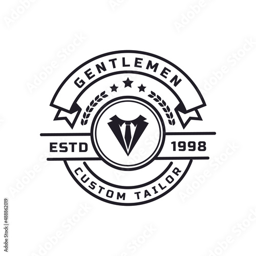 Vintage Retro Badge for Clothing Apparel Gentleman and Masculine Logo Emblem Symbol
