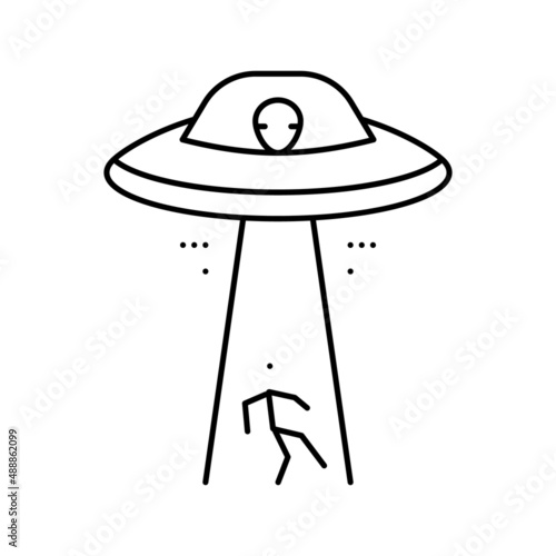 alien abduction line icon vector illustration © vectorwin