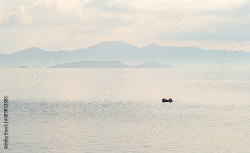 Panorama of the tourist island of Skiathos in Greece. © caocao191