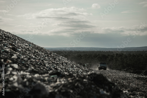 Fotografía Old garbage landfill near a large city, reclamation