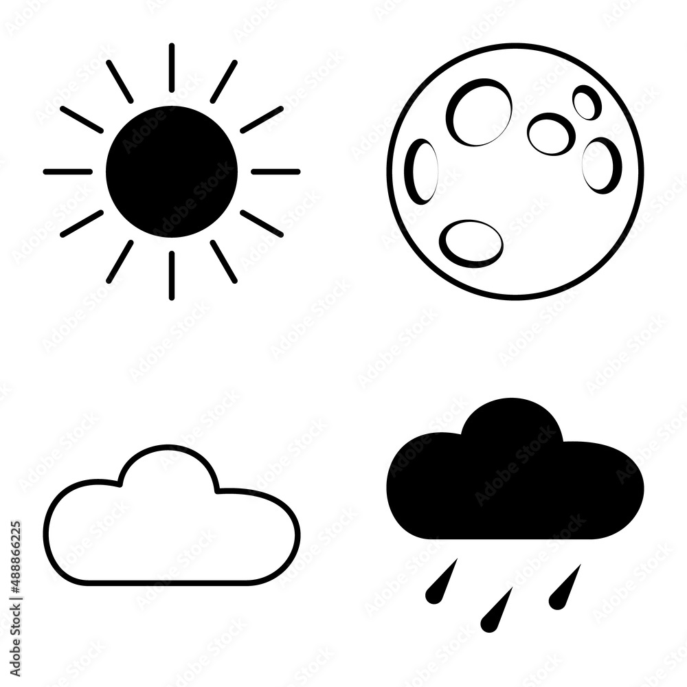 Weather Flat Icon Set Isolated On White Background Weather Flat Icon Set Isolated On White Background
