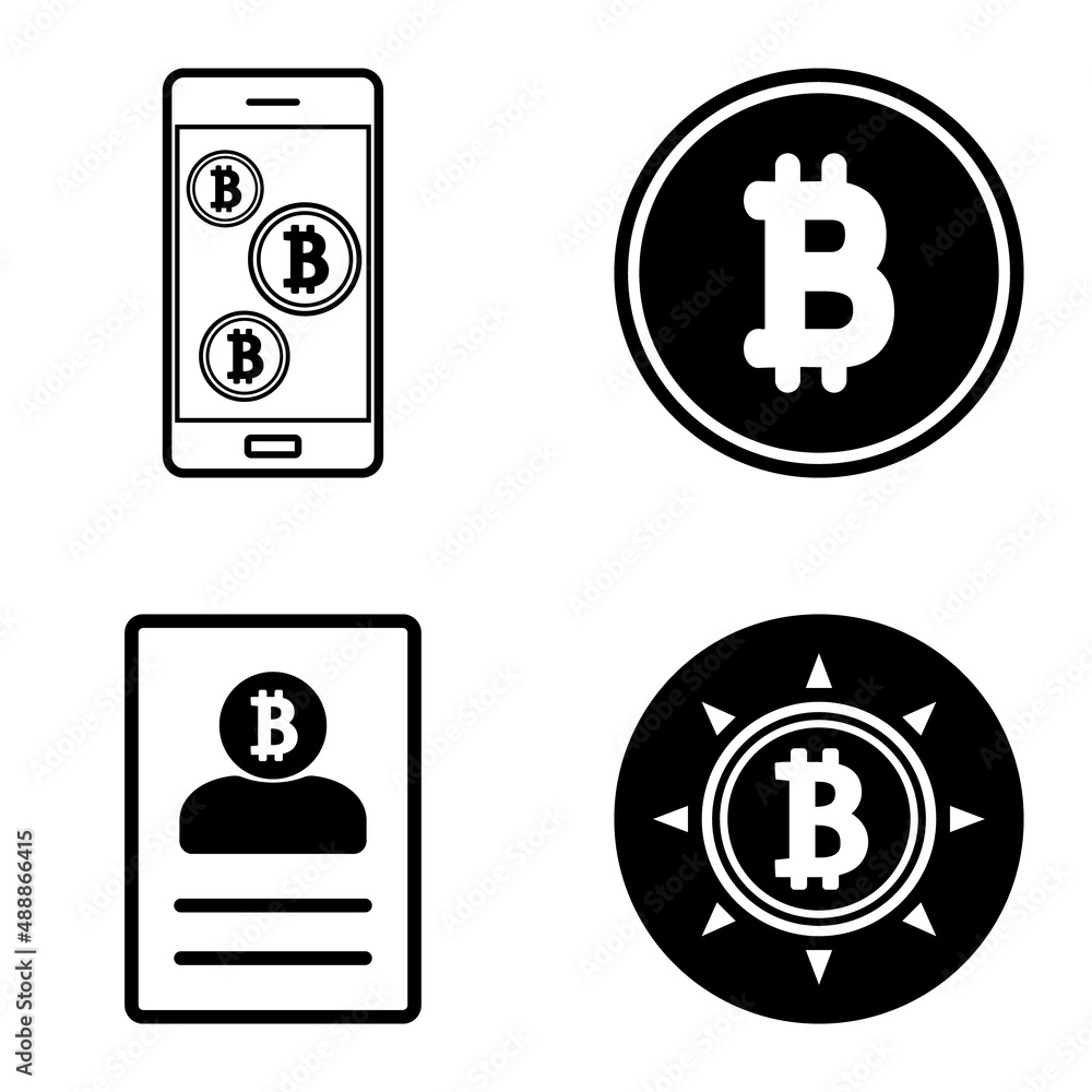 Fototapeta premium Bitcoins1-2 Flat Icon Set Isolated On White Background