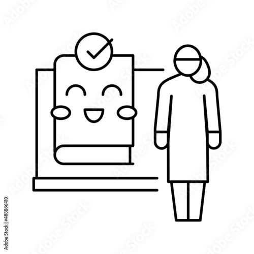 teaching child babysitter line icon vector illustration