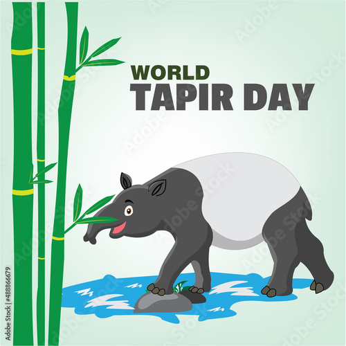 Happy world tapir day. simple and elegant vector or illustration design