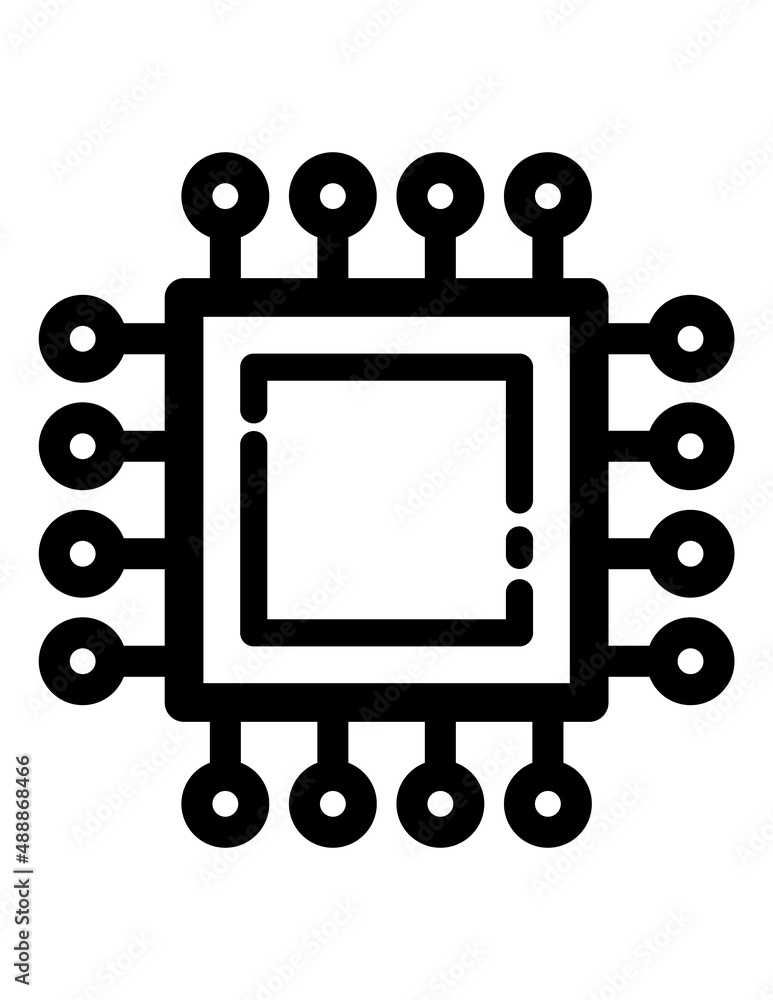 Microchip Flat Icon Isolated On White Background Microchip Flat Icon Isolated On White Background