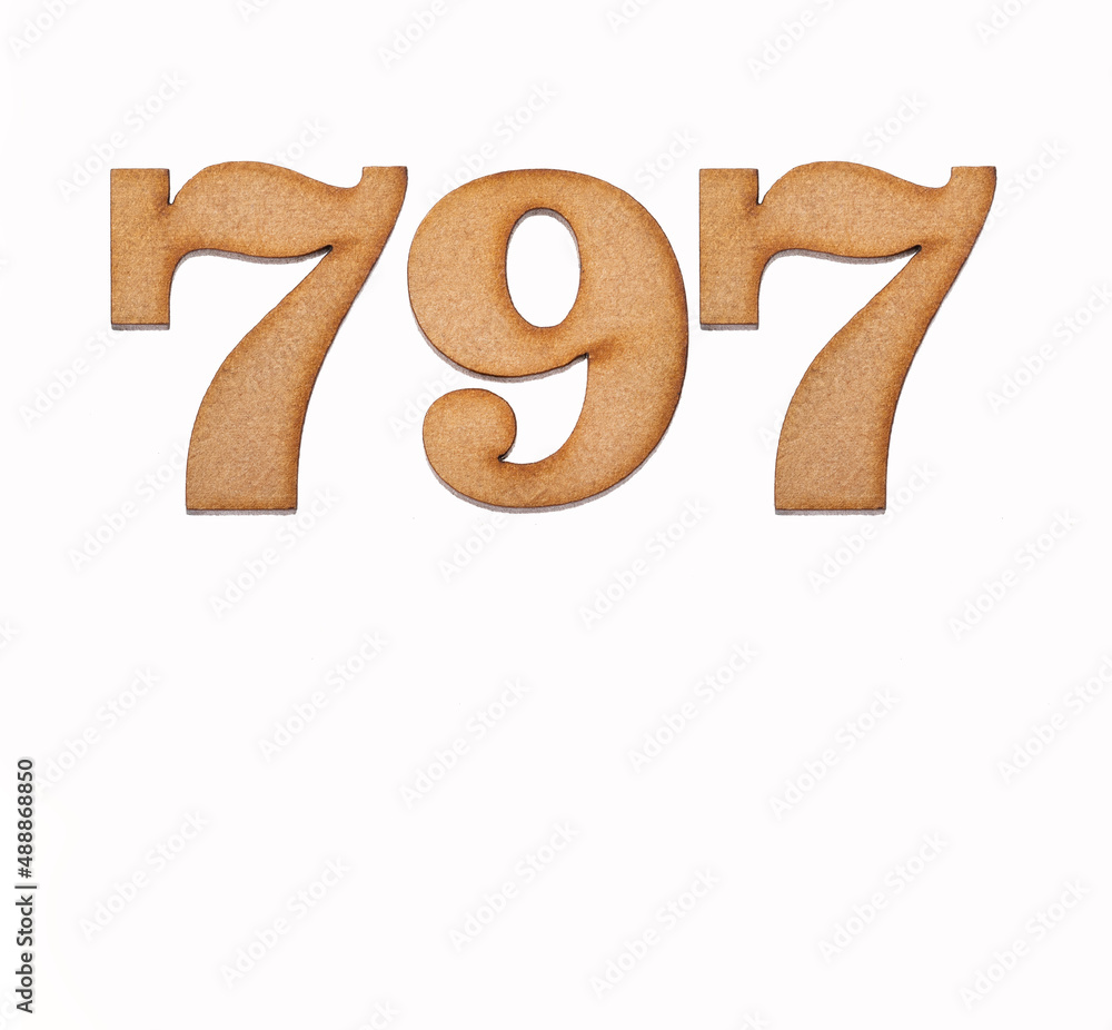 Number 797 - Piece of wood isolated on white background Number 797 - Piece of wood isolated on white background