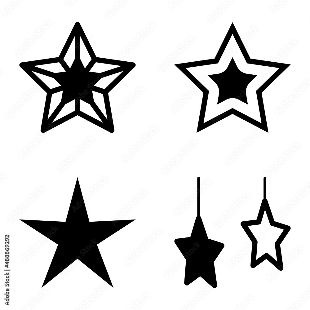Stars Flat Icon Set Isolated On White Background Stars Flat Icon Set Isolated On White Background