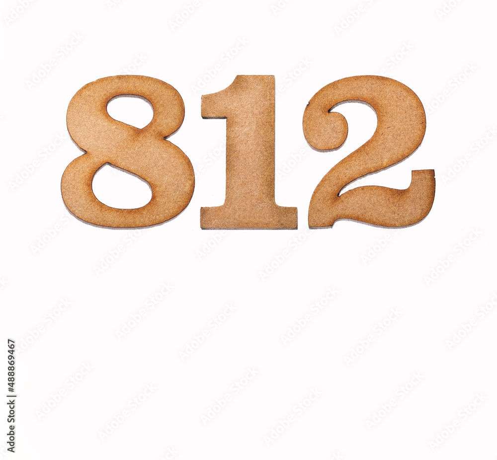 Number 812 in wood, isolated on white background Number 812 in wood, isolated on white background