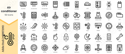 Photo Simple Outline Set of air conditioner icons