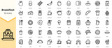 Simple Outline Set of breakfast icons. Linear style icons pack. Vector illustration