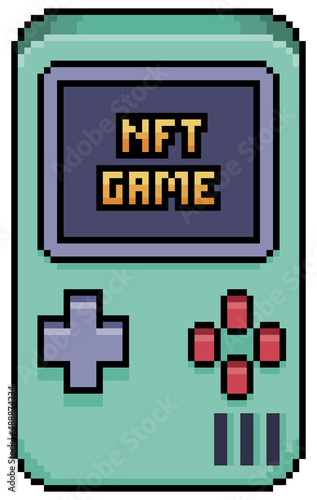 Pixel art NFT game console vector icon for 8bit game on white background
