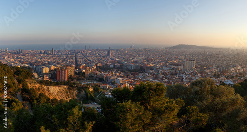 Barcelona city panorama during sunset photo