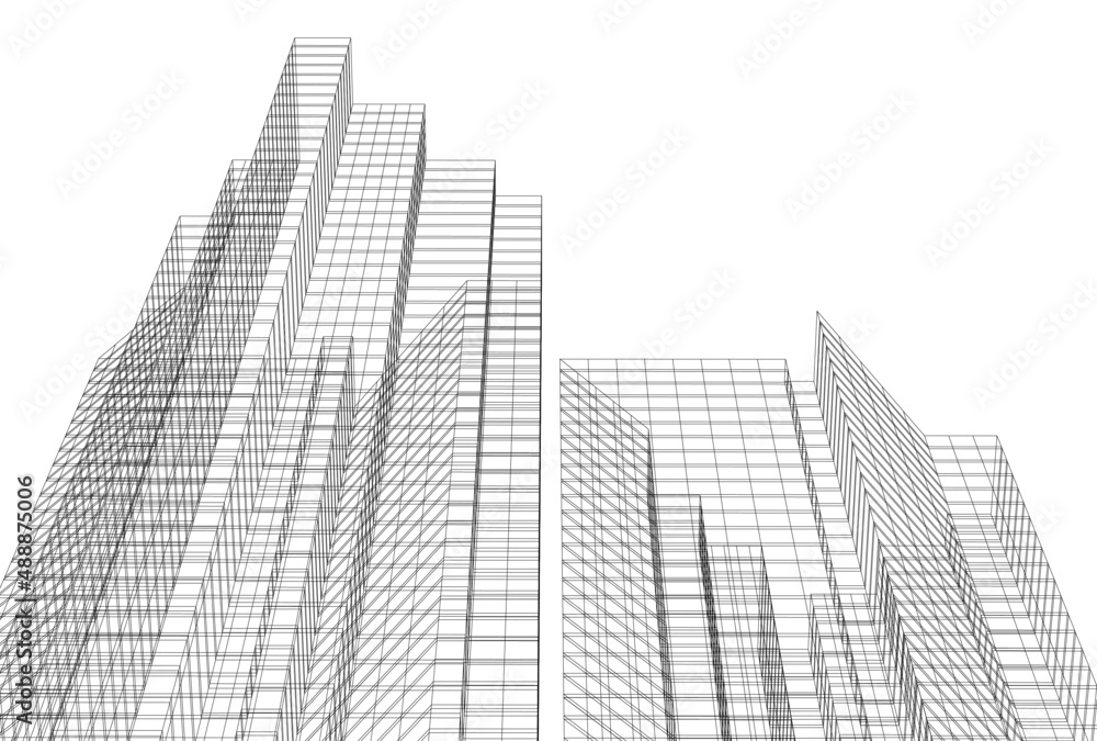 Modern architecture building 3d illustration Modern architecture building 3d illustration