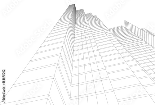 Modern architecture building 3d illustration