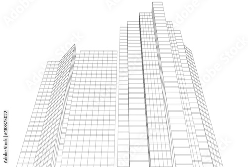 Modern architecture building 3d illustration