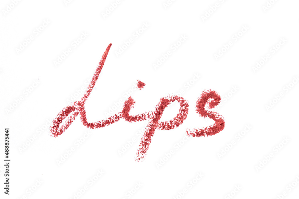 Lip liner stroke lips word shape on white background- Image Lip liner stroke lips word shape on white background- Image