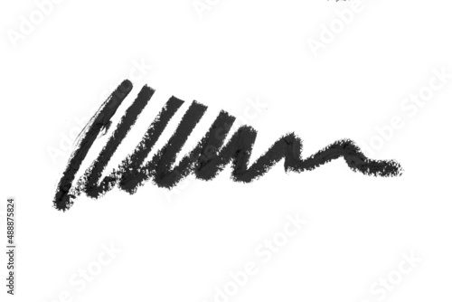 Cosmetic eye pencil stroke on white background