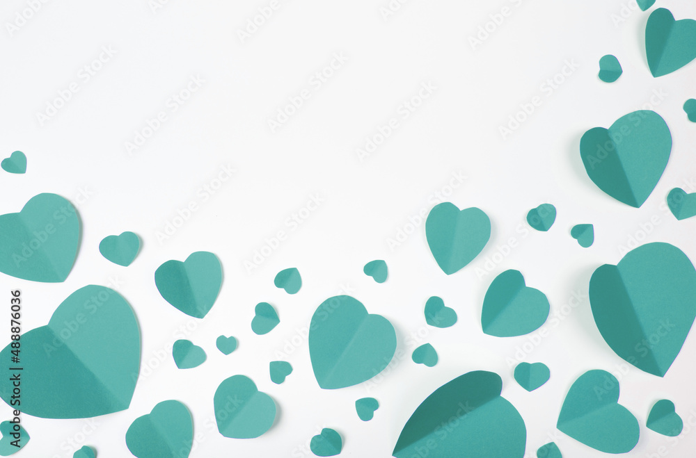 Valentine day background with red hearts, top view - Image. Valentine day background with red hearts, top view - Image.