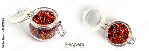 Red spices isolated on a white background.