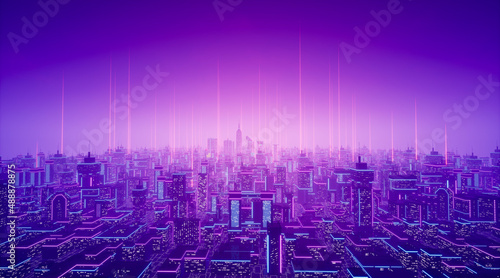 Metaverse city concept, 3d render
