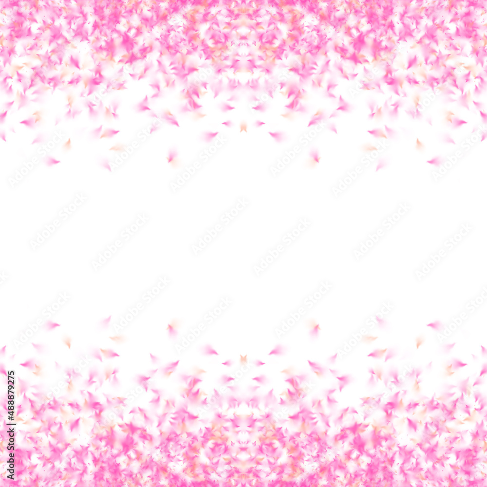 White Background with Delicate Pink Abstract Flowers Bordering Top and Bottom White Background with Delicate Pink Abstract Flowers Bordering Top and Bottom
