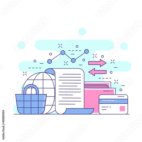 Digital transaction cute concept website illustration design 2
