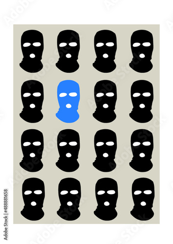 Rebell  Poster  Blue Balaclava DIN A3 ,EPS Vector Graphik