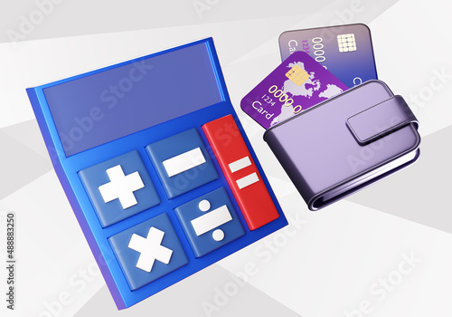 Calculator and bank cards. ...