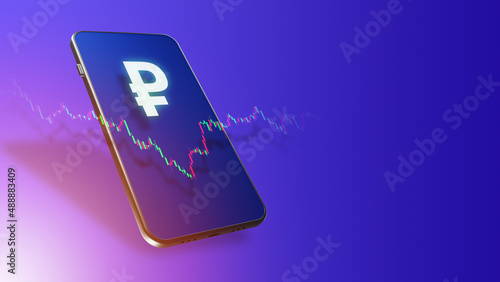 Russia ruble in phone. Rubl...
