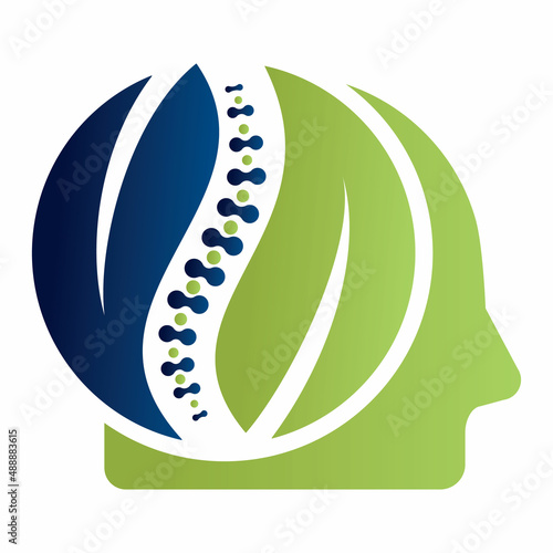 Chiropractic Logo Design Vector illustration.  Spine care organic logo.