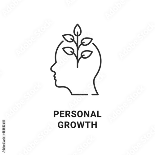 Person growth icon. Mindset development professional learning concept vector personal growth