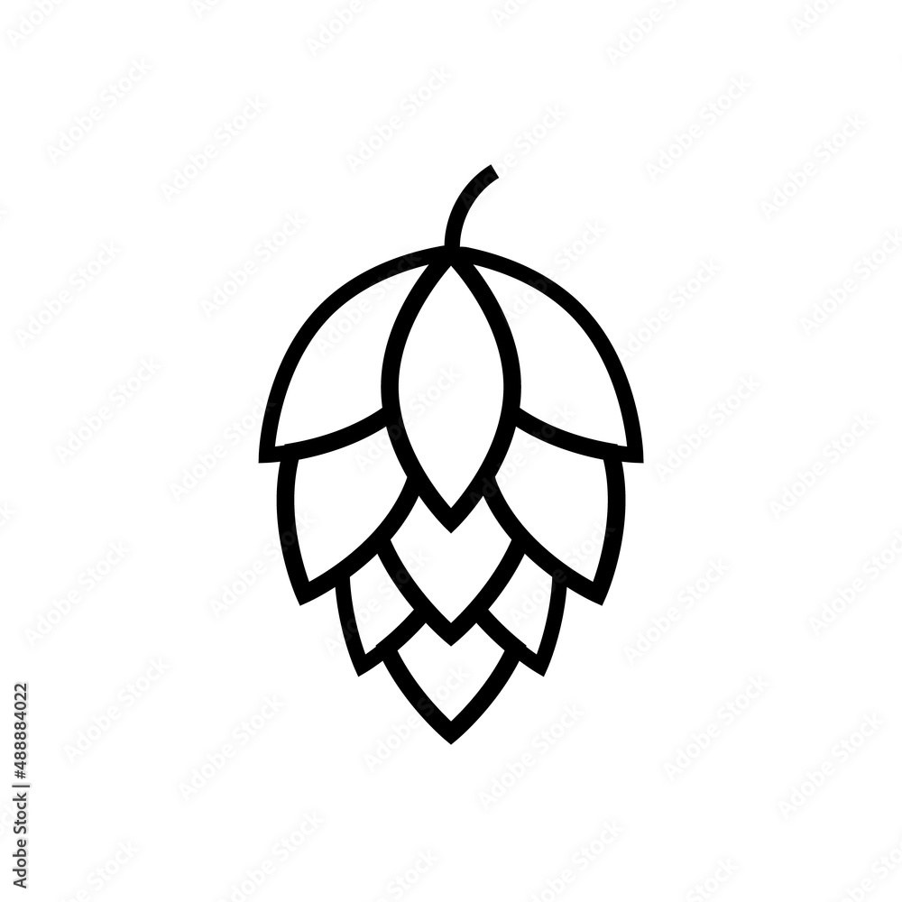 Slika na platnu Hop icon vector beer cone pine illustration leaf art bud green decoration