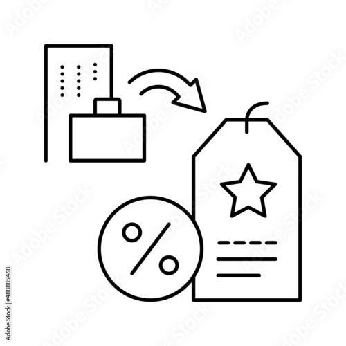 staff discount benefits line icon vector illustration