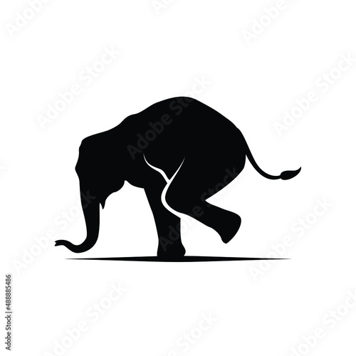 silhouette of balancing elephant logo design vector
