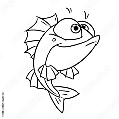 Fish character animal beautiful illustration cartoon contour coloring © efengai