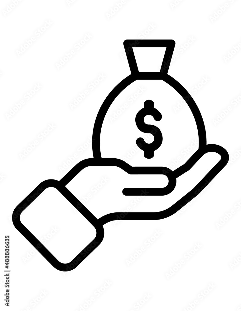 Moneybag In Hand Flat Icon Isolated On White Background Moneybag In Hand Flat Icon Isolated On White Background