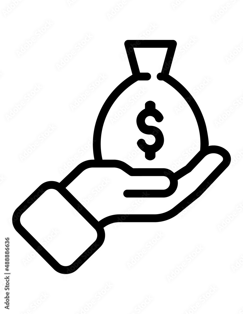 Moneybag In Hand Flat Icon Isolated On White Background Moneybag In Hand Flat Icon Isolated On White Background