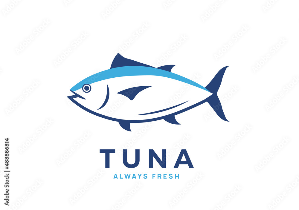 Tuna fish logo icon outline illustration. Salmon tuna fish line icon seafood logo Tuna fish logo icon outline illustration. Salmon tuna fish line icon seafood logo