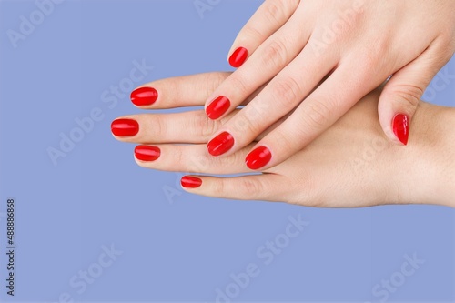 Stylish trendy female manicure. Beautiful young woman's hands
