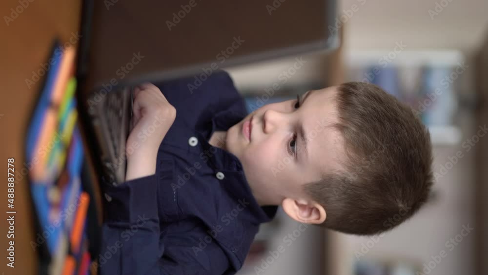 happy school student on remote learning happy school student on remote learning