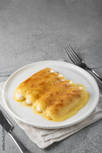 Traditional dessert in northeastern Brazil, known as Cartola or top hat dessert. photo