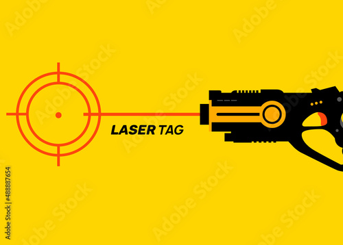 Laser tag gun game icon. Vector laser tag futuristic logo weapon photo