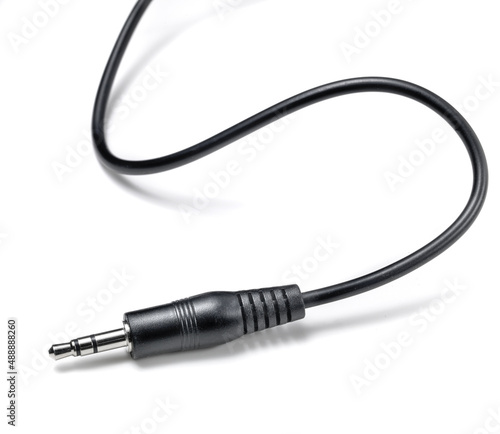 audio cable isolated on white background photo