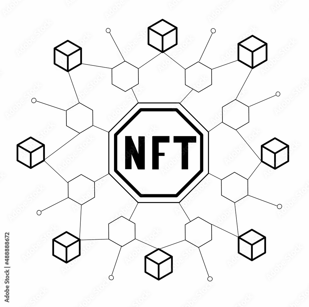 An NFT token that is not interchangeable. Isolated on a white background. Crypto art. Blockchain An NFT token that is not interchangeable. Isolated on a white background. Crypto art. Blockchain
