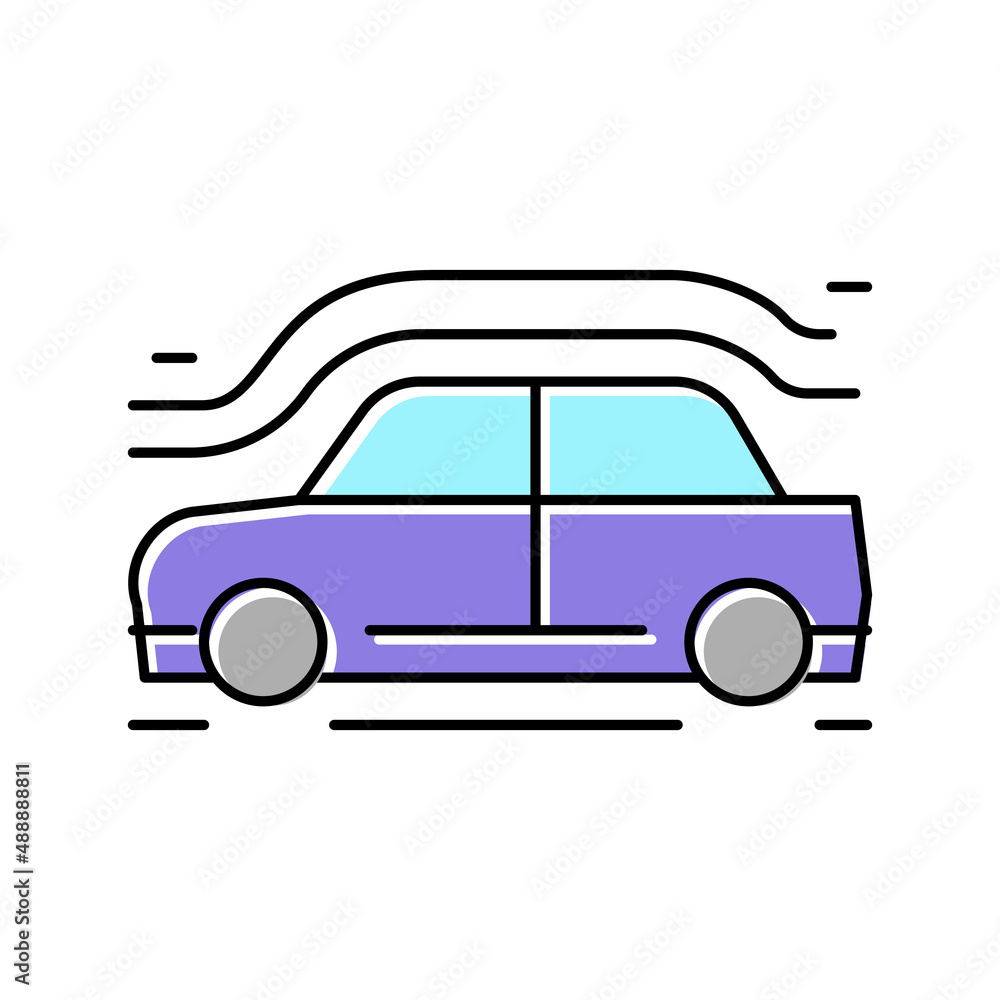 car aerodynamics test color icon vector illustration